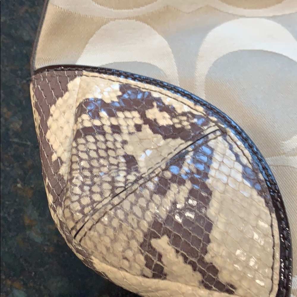 Coach Bag Beige W Python Trim Authentic - image 2